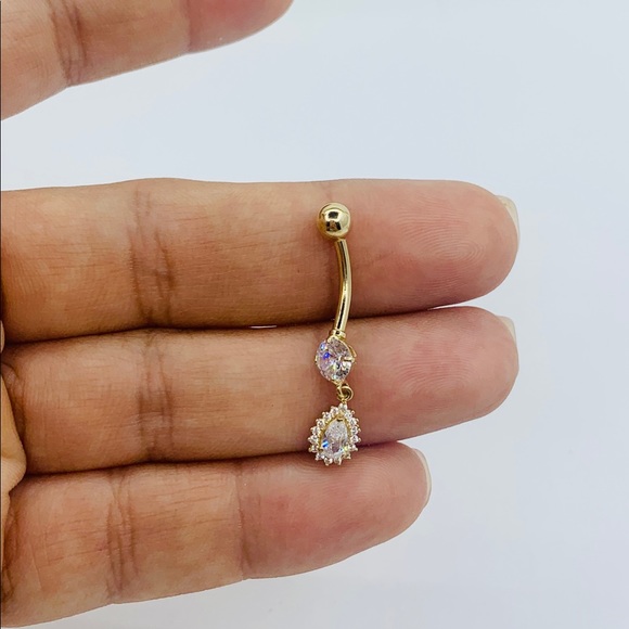 14k Solid Gold Belly Button Navel Ring - Picture 3 of 7